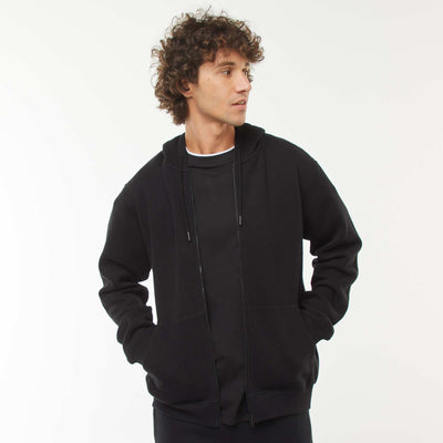 Sweat en molleton zippé à capuche NOIR