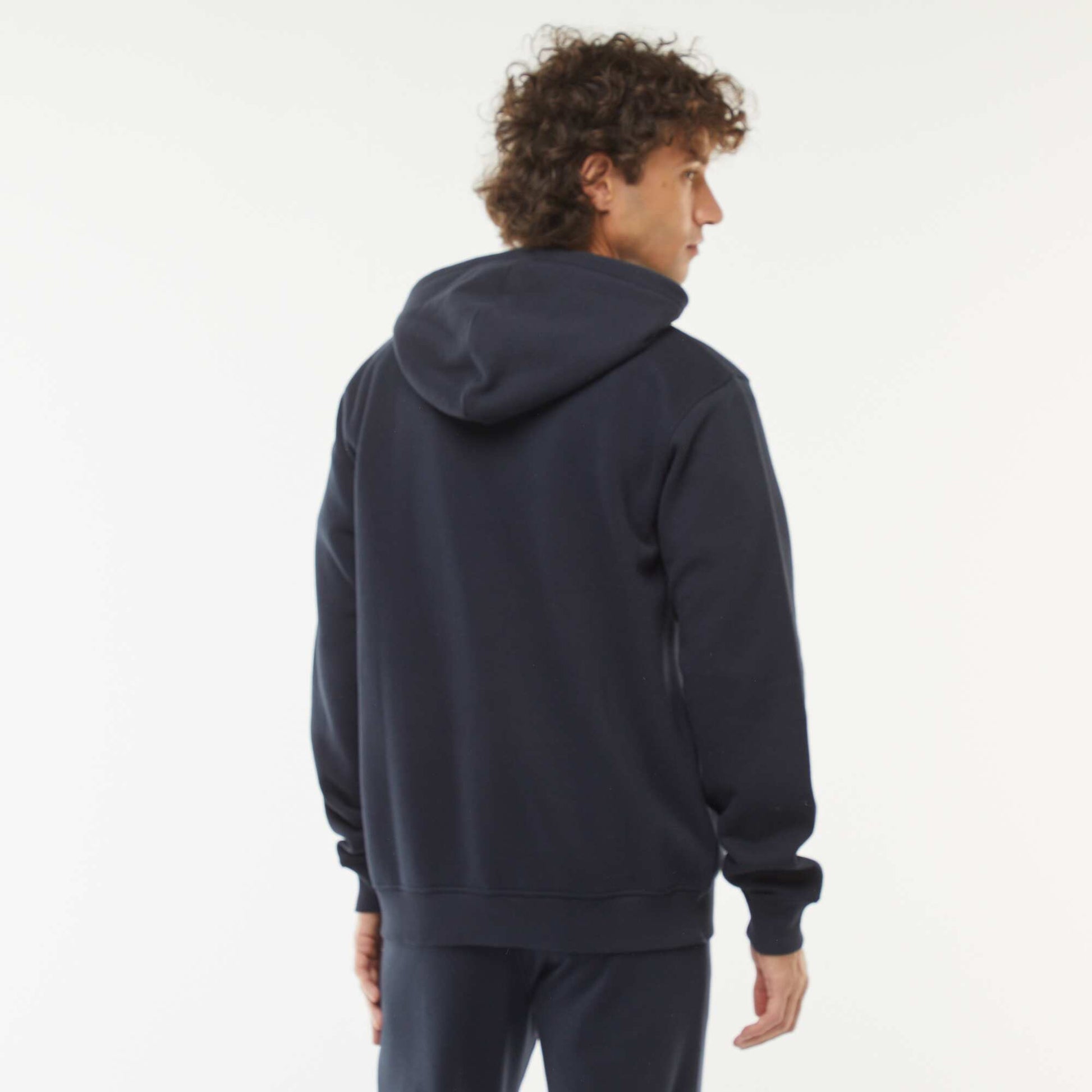 Sweat en molleton zippé à capuche BLEU
