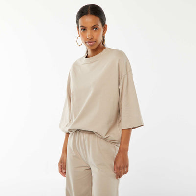 Tee-shirt oversize avec larges manches courtes TAUPE