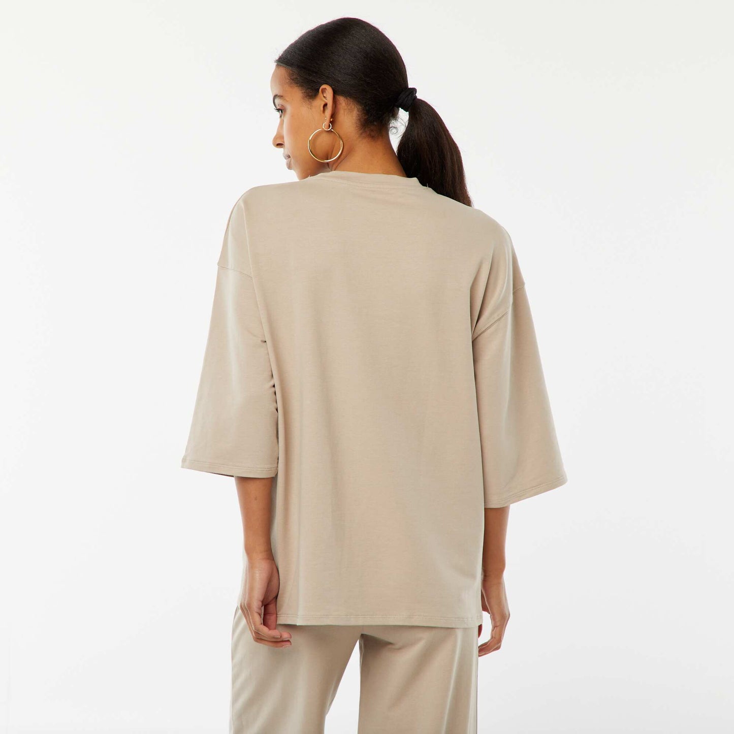Tee-shirt oversize avec larges manches courtes TAUPE