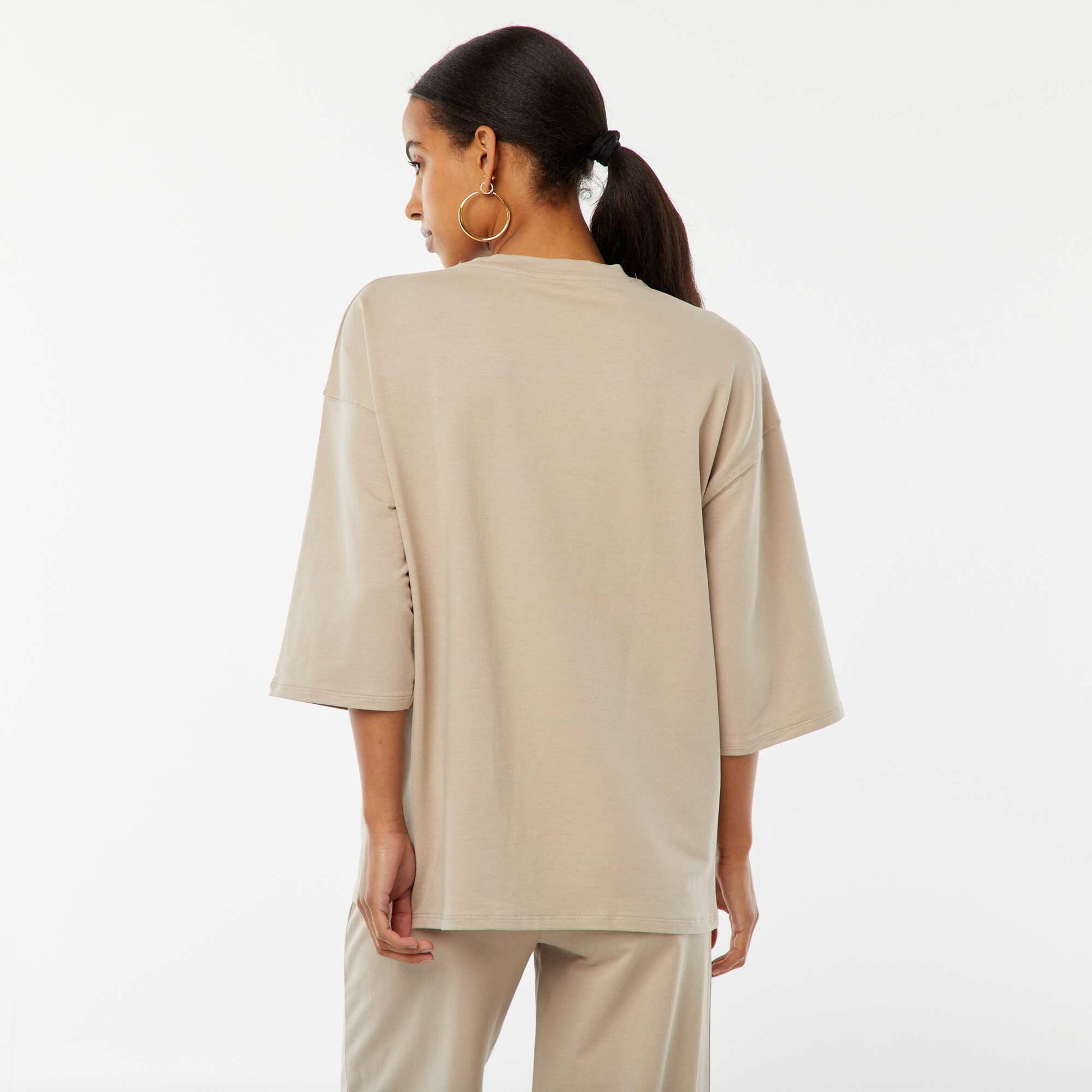 Tee-shirt oversize avec larges manches courtes TAUPE
