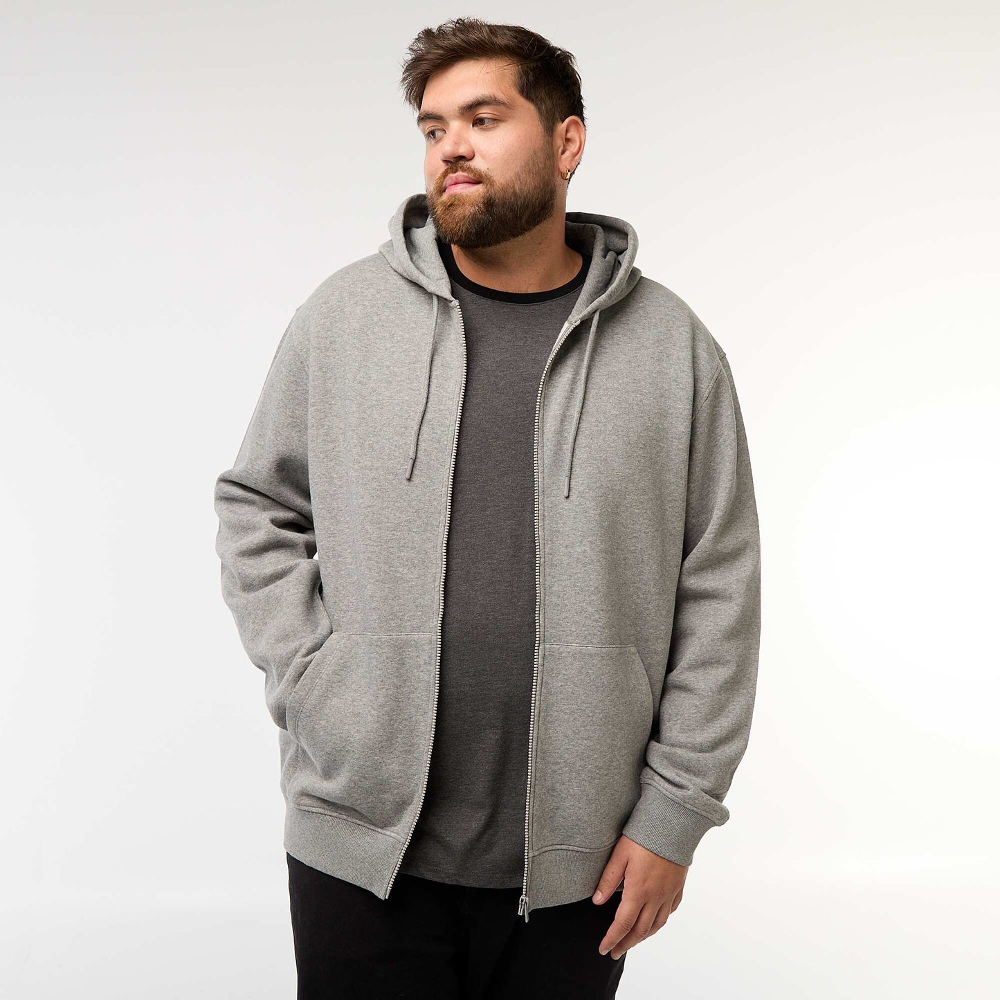 Sweat à capuche à ouverture zippée GRIS