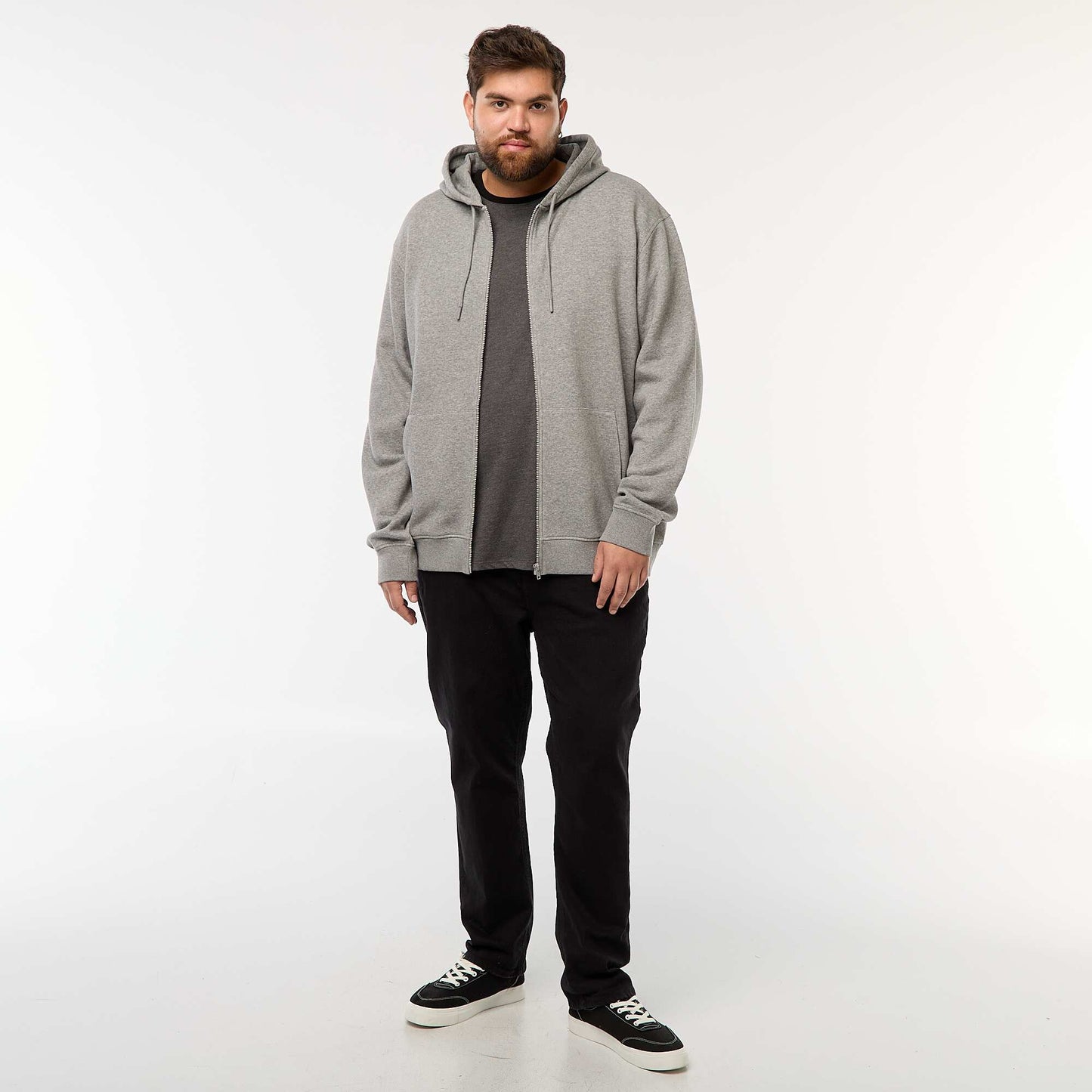 Sweat à capuche à ouverture zippée GRIS