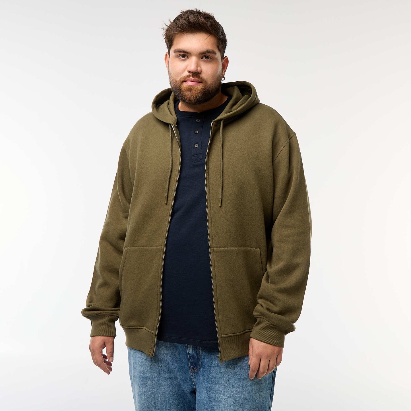 Sweat à capuche à ouverture zippée KAKI