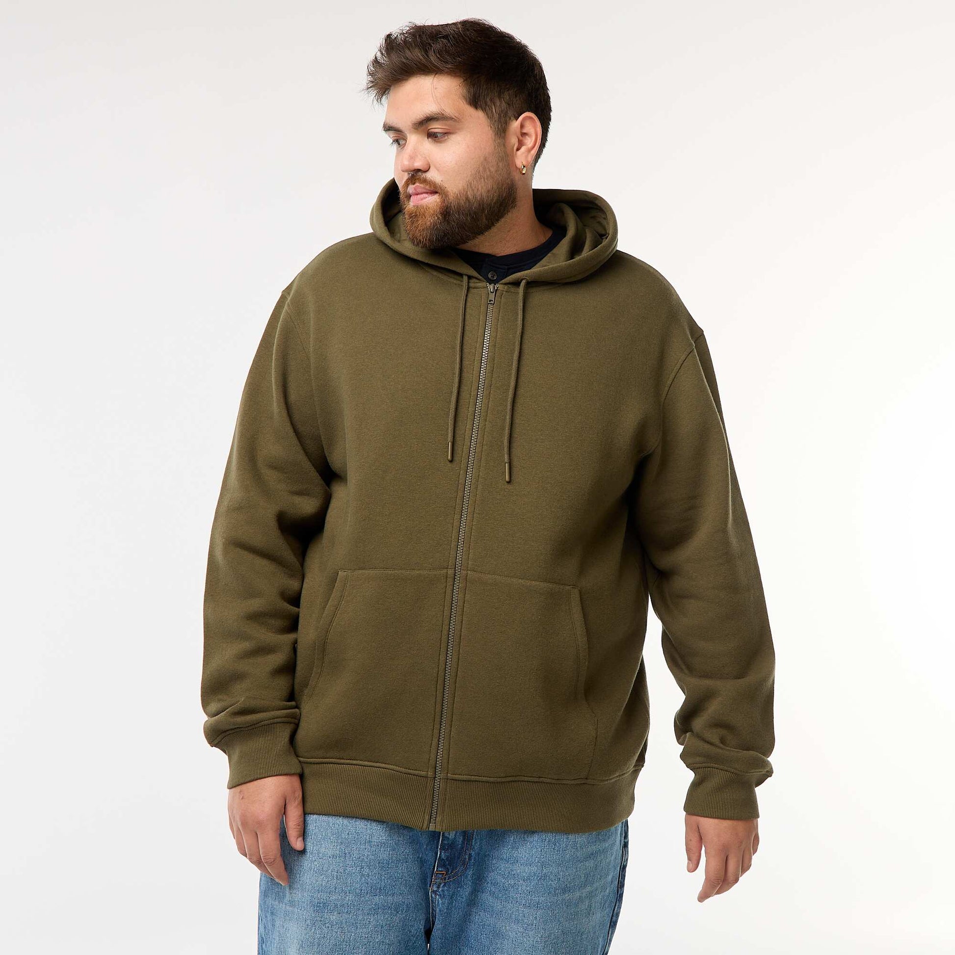 Sweat à capuche à ouverture zippée KAKI