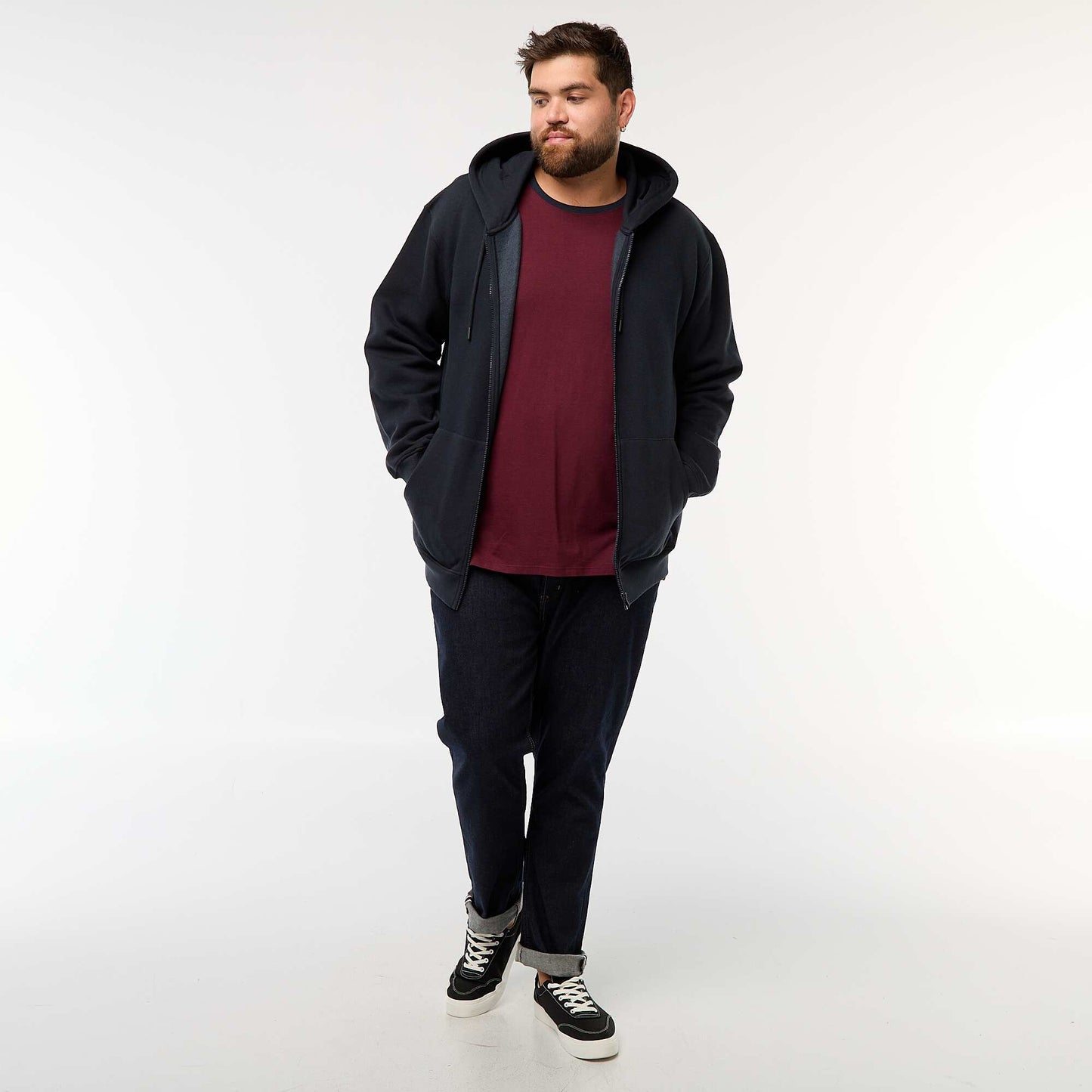 Sweat à capuche à ouverture zippée BLEU