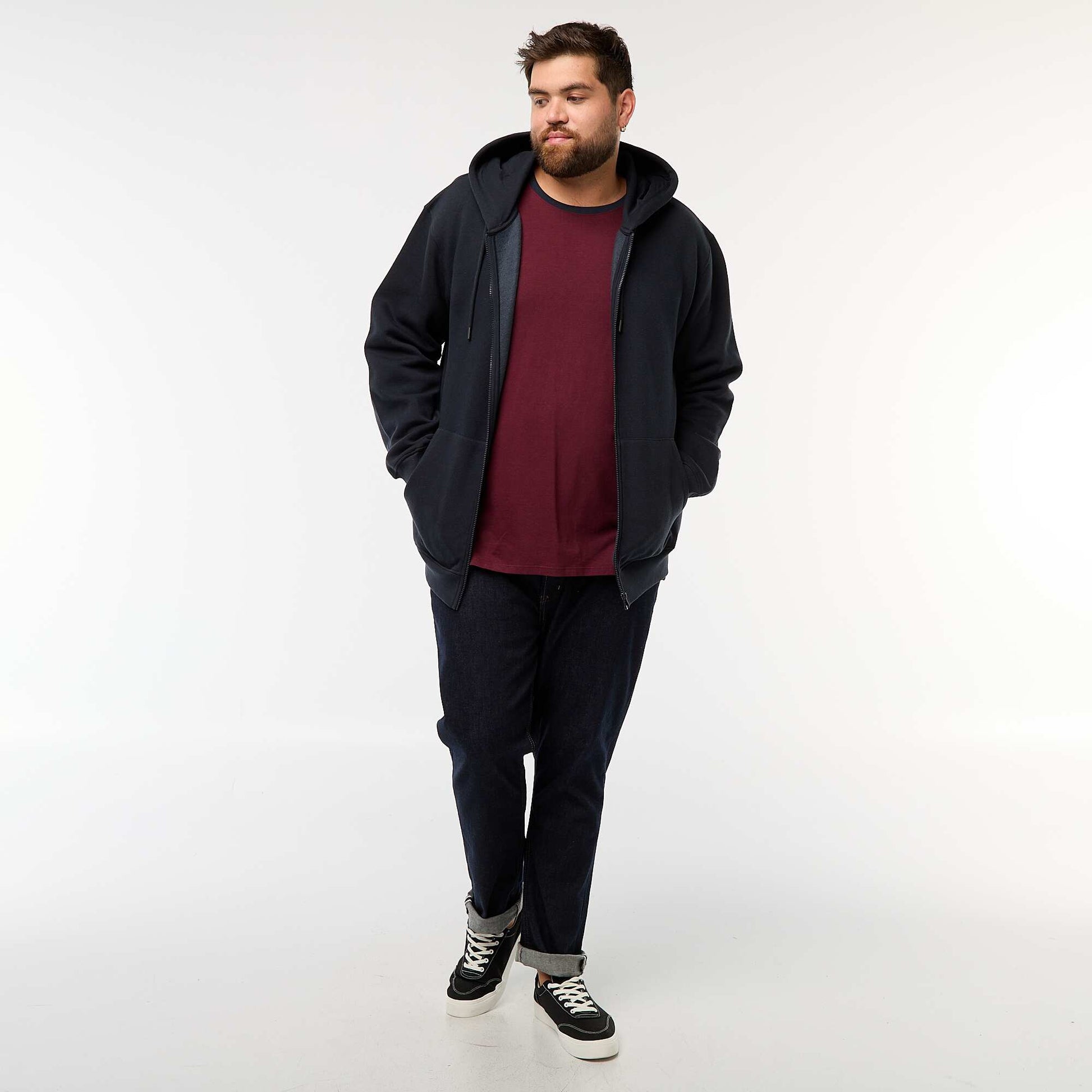 Sweat à capuche à ouverture zippée BLEU