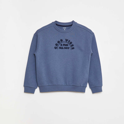 Sweat en french terry avec message brodé BLEU