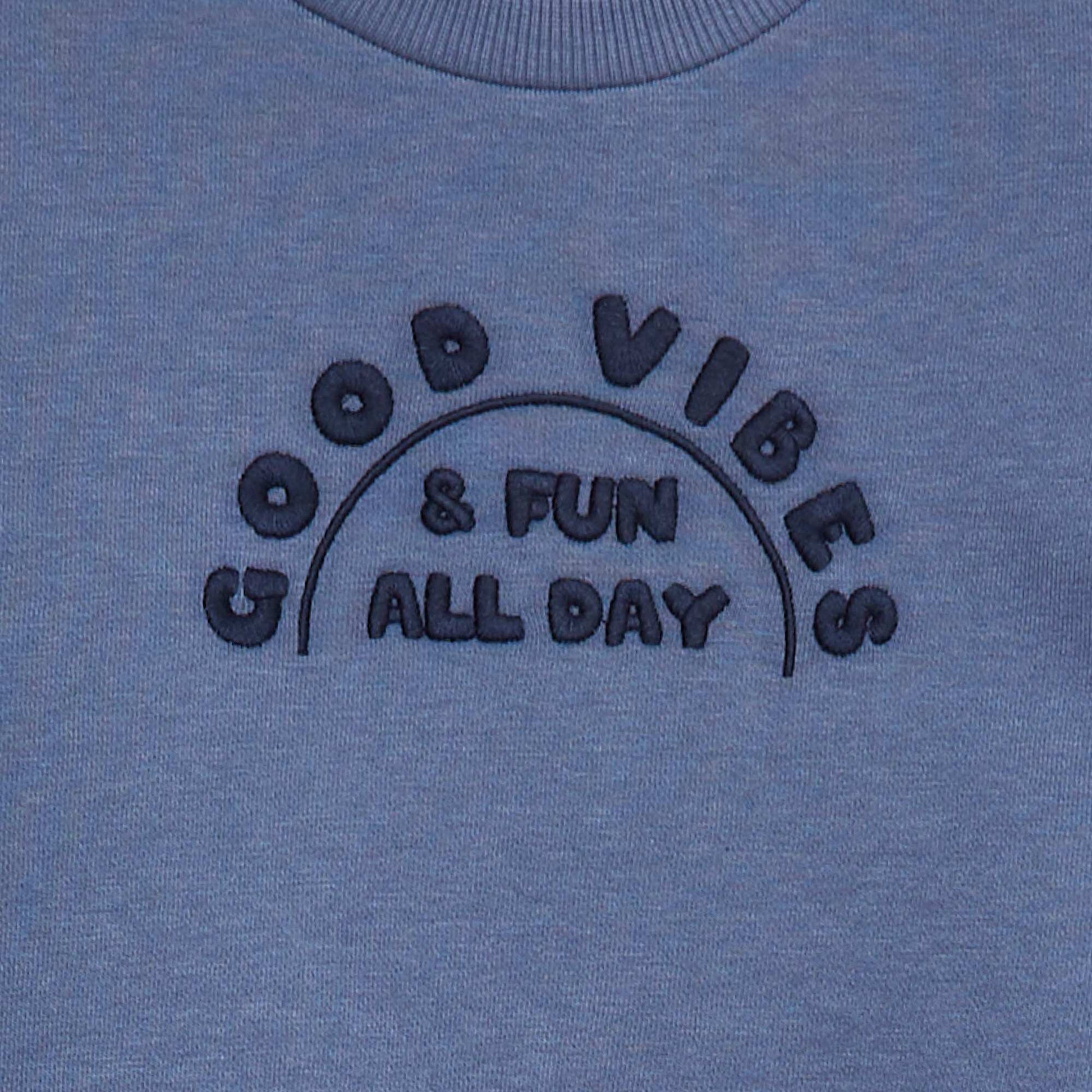 Sweat en french terry avec message brodé BLEU