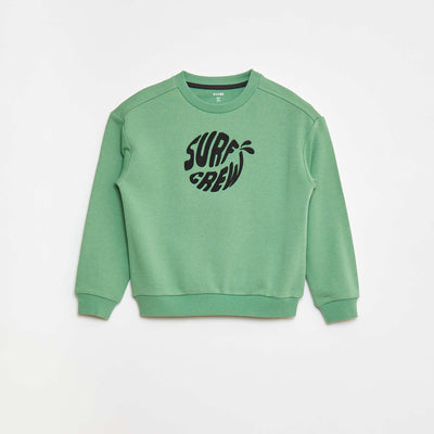 Sweat en french terry avec message brodé VERT