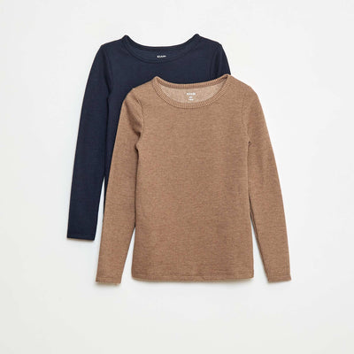 Lot de 2 t-shirts en maille thermo régulatrice MARRON