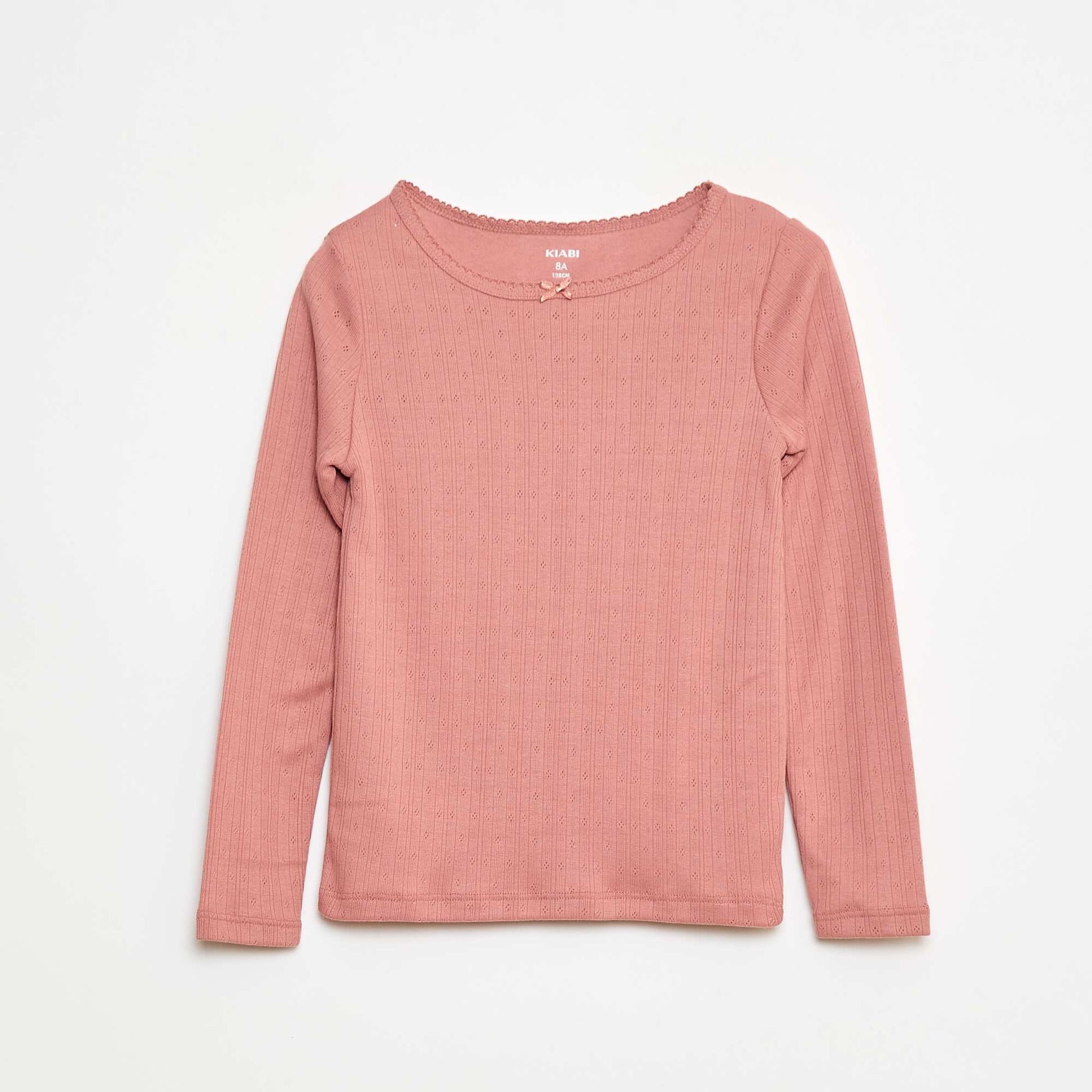 Lot de 2 t-shirts en maille pointelle à manches longues ROSE