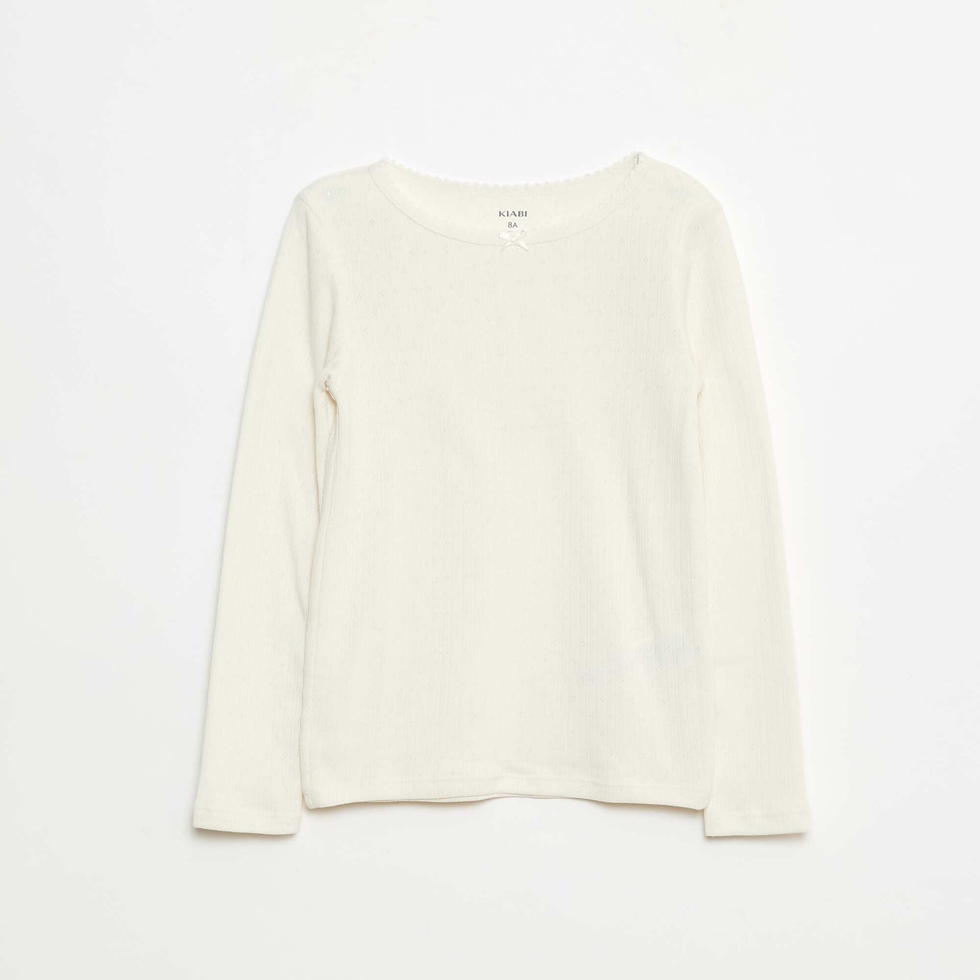 Lot de 2 t-shirts en maille pointelle à manches longues BLANC