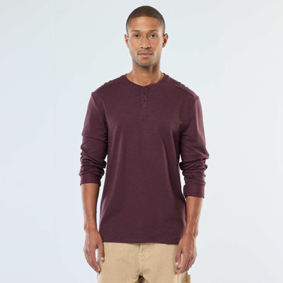 T-shirt à col tunisien manches longues VIOLET