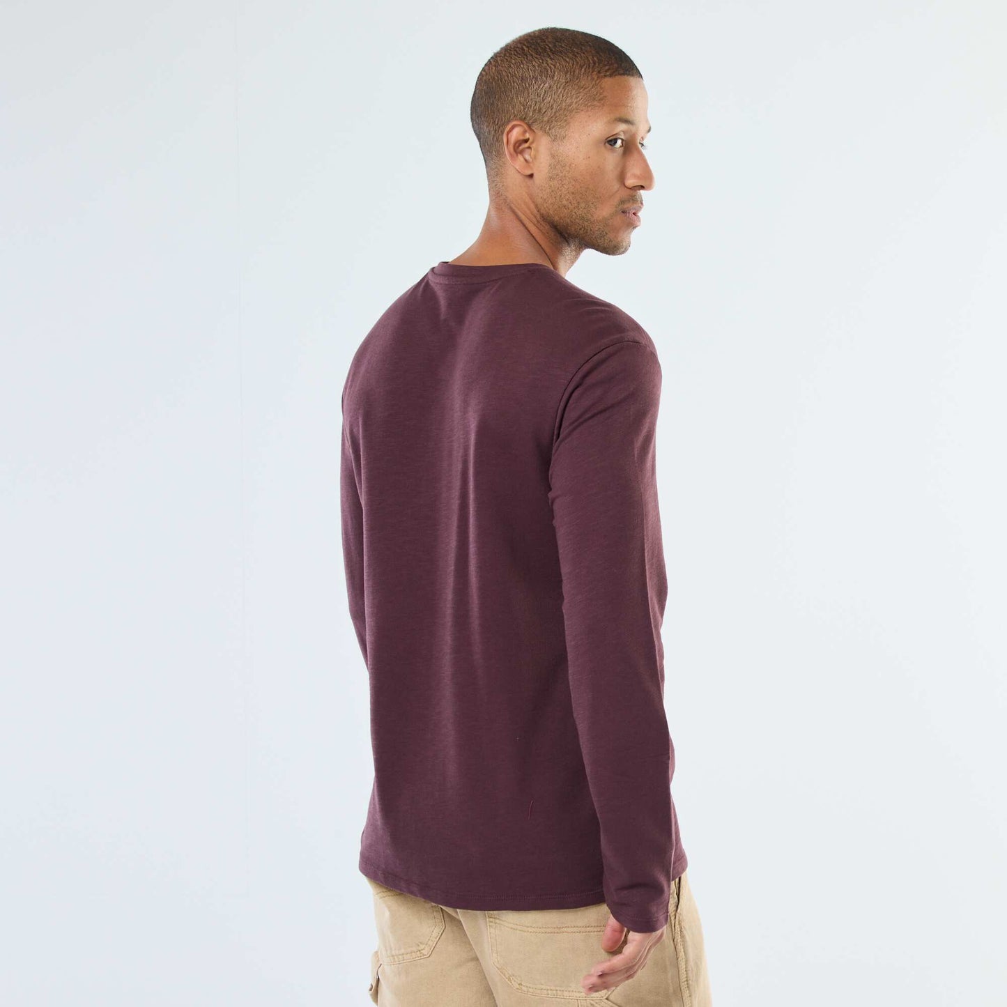 T-shirt à col tunisien manches longues VIOLET