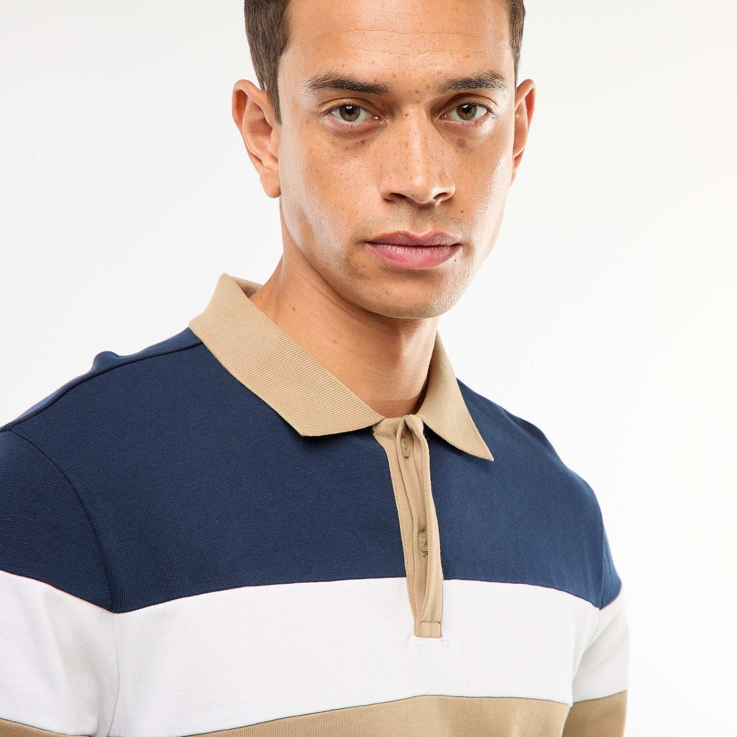 Polo manches longues style rugby esprit colorblock BLEU