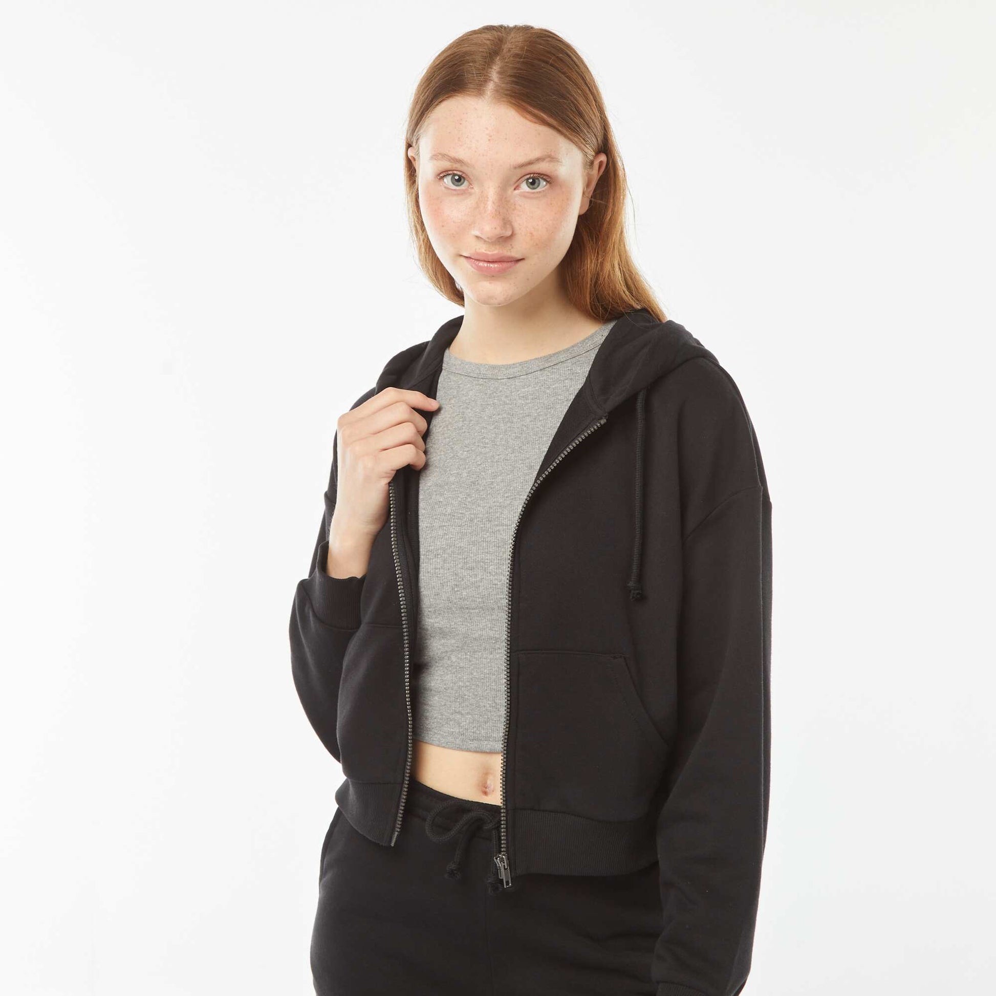 Sweat cropped à capuche NOIR