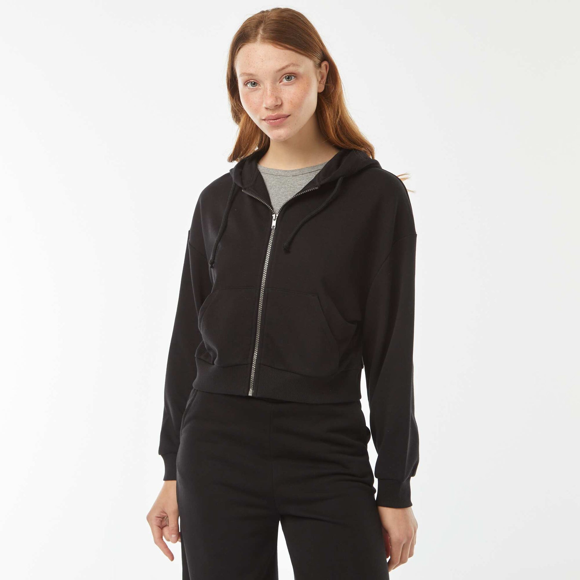 Sweat cropped à capuche NOIR