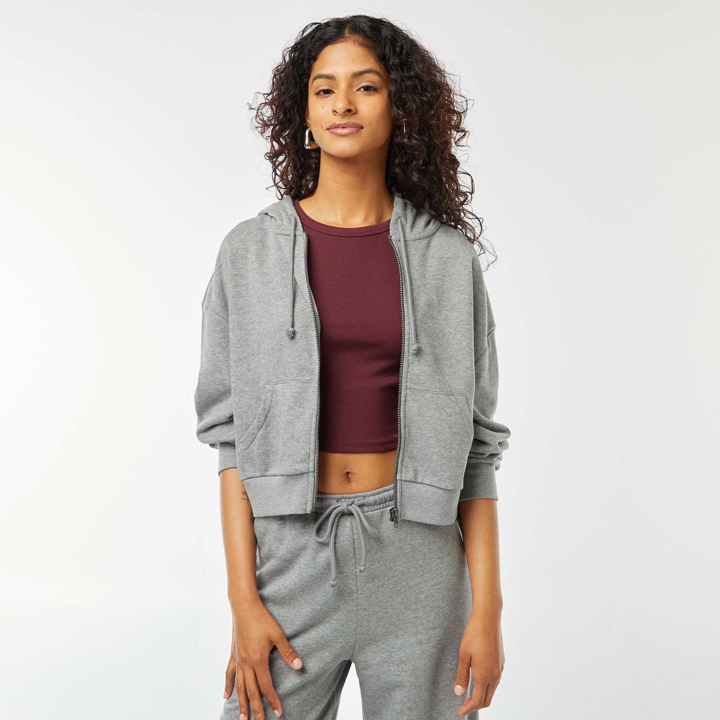 Sweat cropped à capuche GRIS