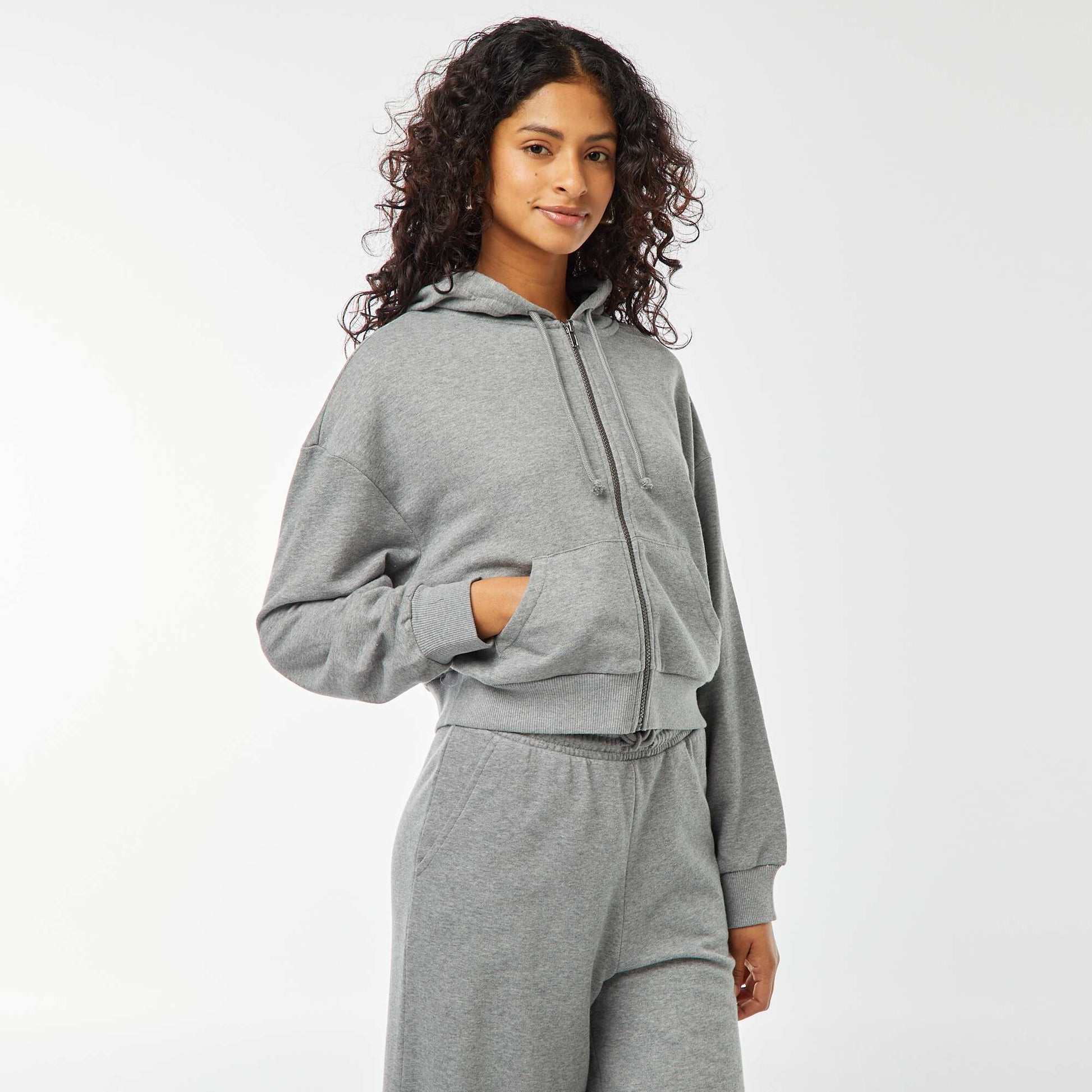 Sweat cropped à capuche GRIS
