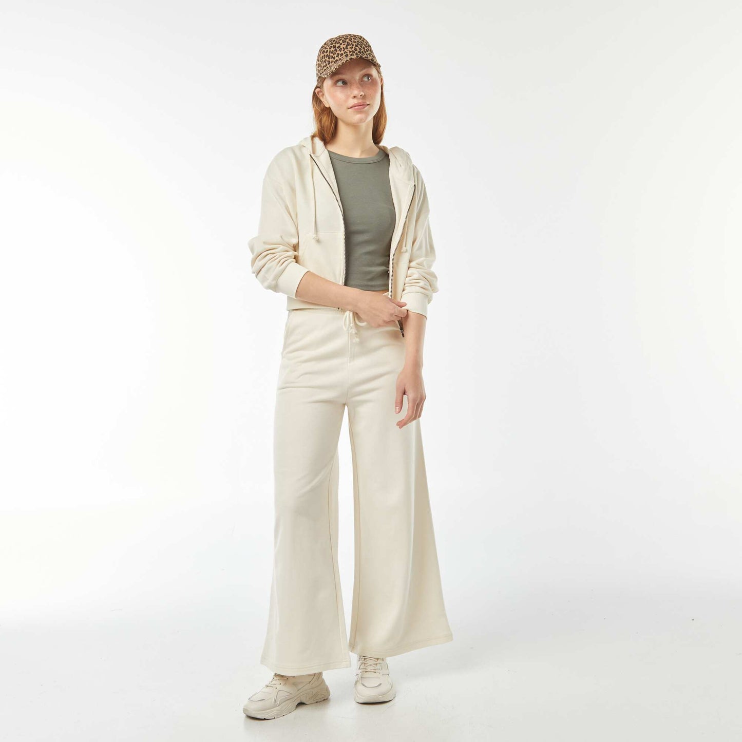 Sweat cropped à capuche BEIGE