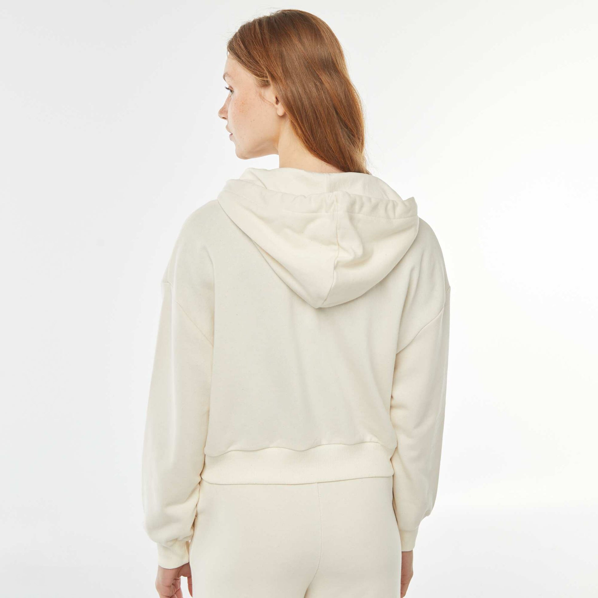 Sweat cropped à capuche BEIGE
