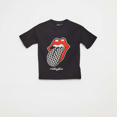 T-shirt loose à manches courtes 'Rolling Stones' NOIR