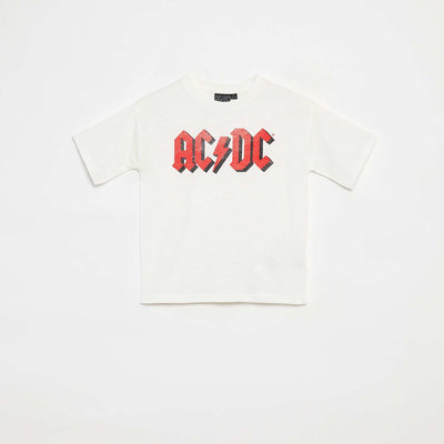 T-shirt loose à manches courtes 'AC/DC' BLANC