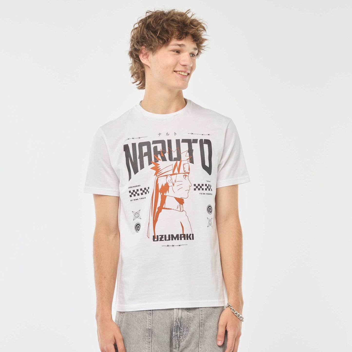 T-shirt 'Naruto' manches courtes imprimé BLANC
