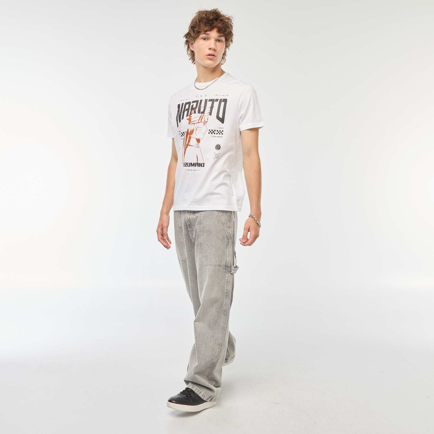 T-shirt 'Naruto' manches courtes imprimé BLANC