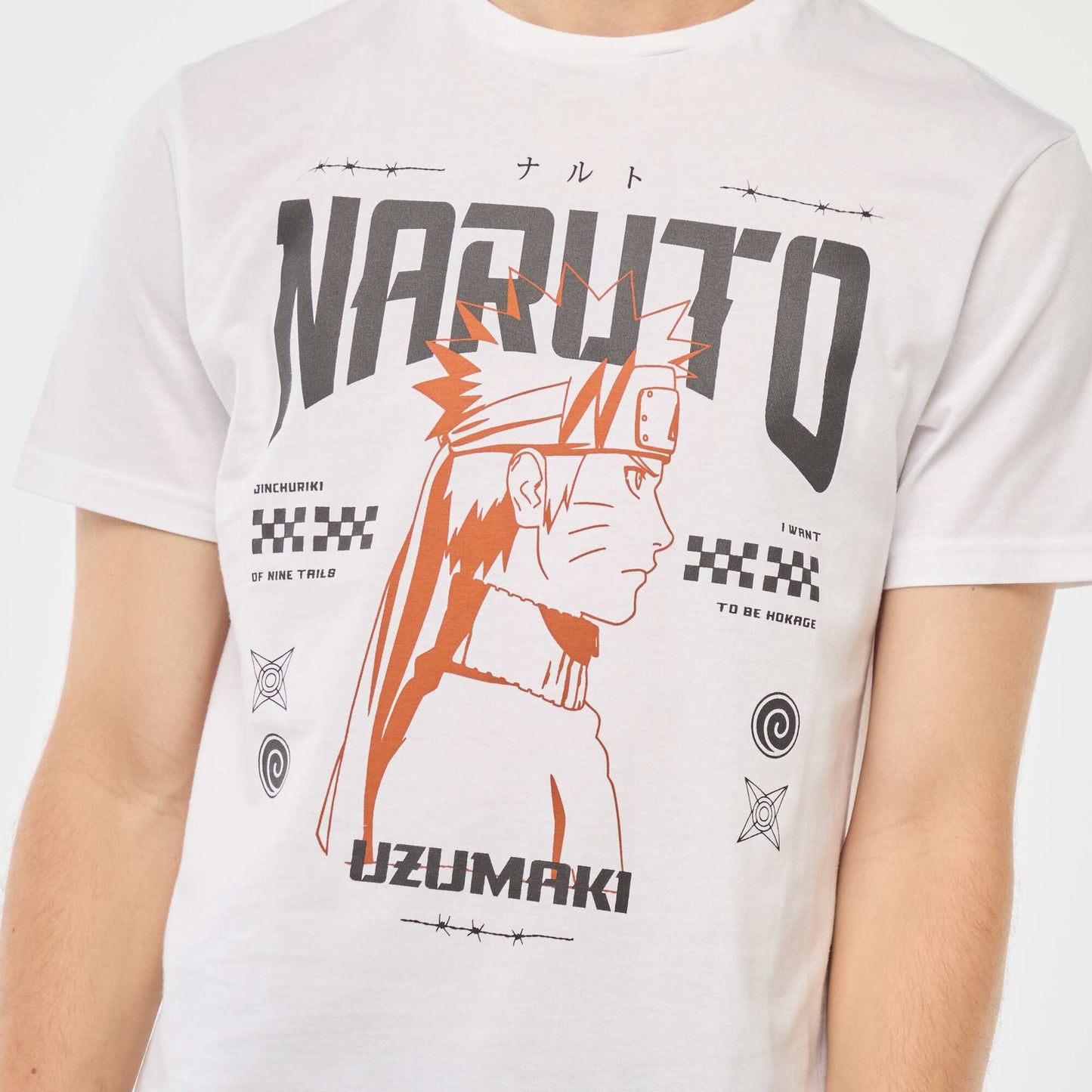 T-shirt 'Naruto' manches courtes imprimé BLANC