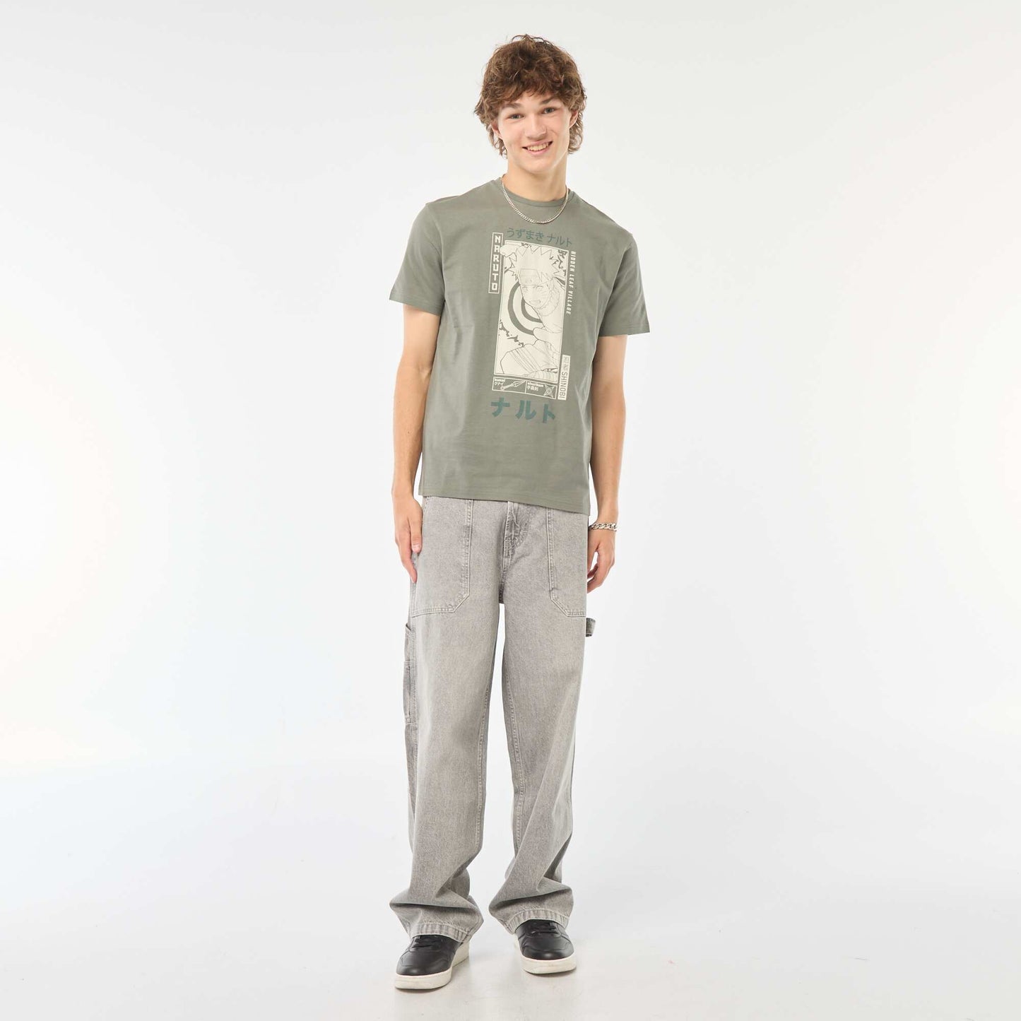 T-shirt 'Naruto' manches courtes imprimé VERT