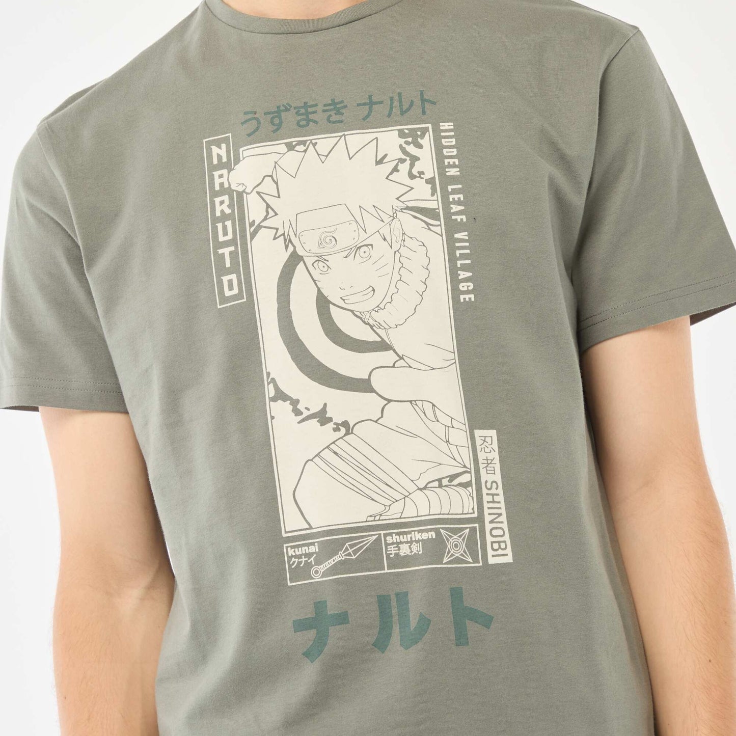 T-shirt 'Naruto' manches courtes imprimé VERT