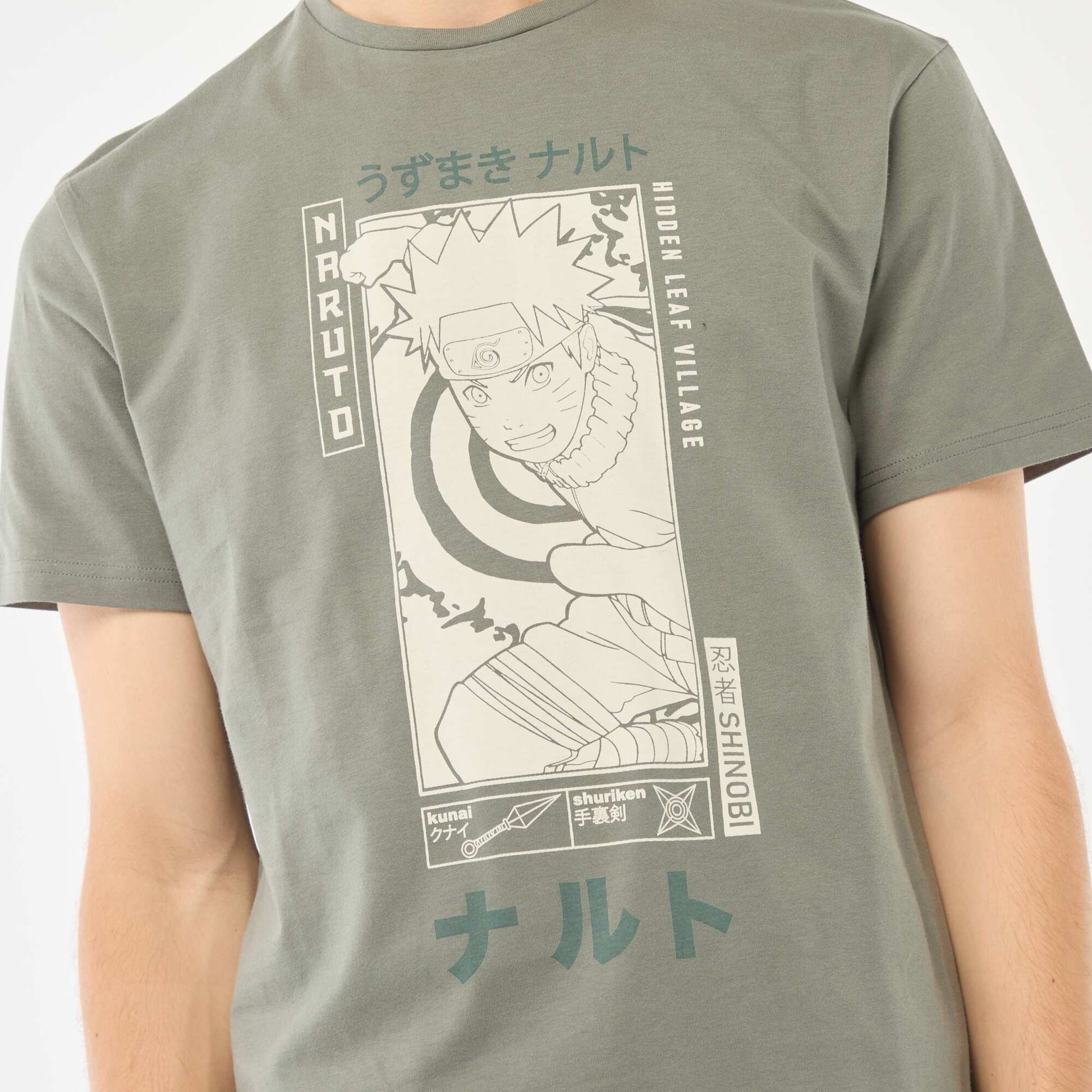 T-shirt 'Naruto' manches courtes imprimé VERT