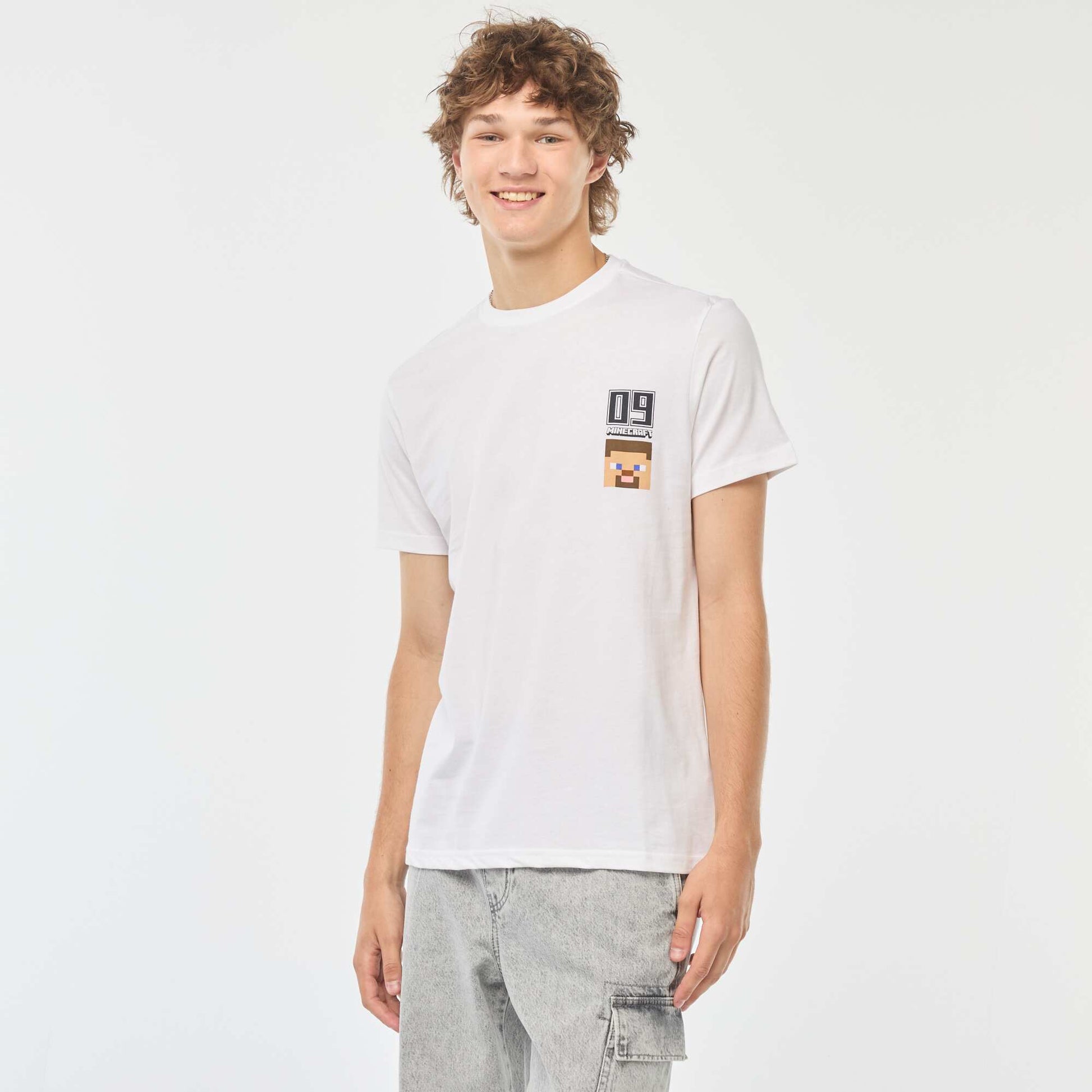 T-shirt imprimé 'Minecraft' BLANC