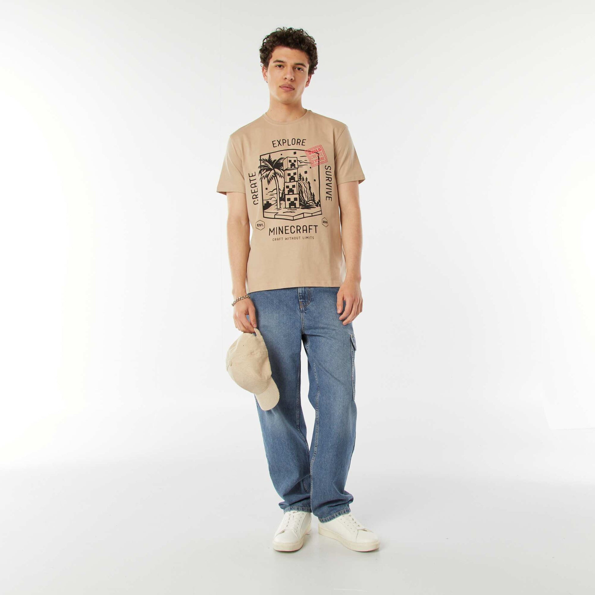 T-shirt imprimé 'Minecraft' BEIGE