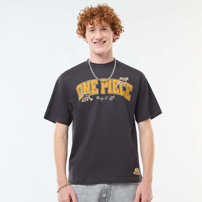 T-shirt à manches courtes imprimé recto-verso 'One Piece' NOIR