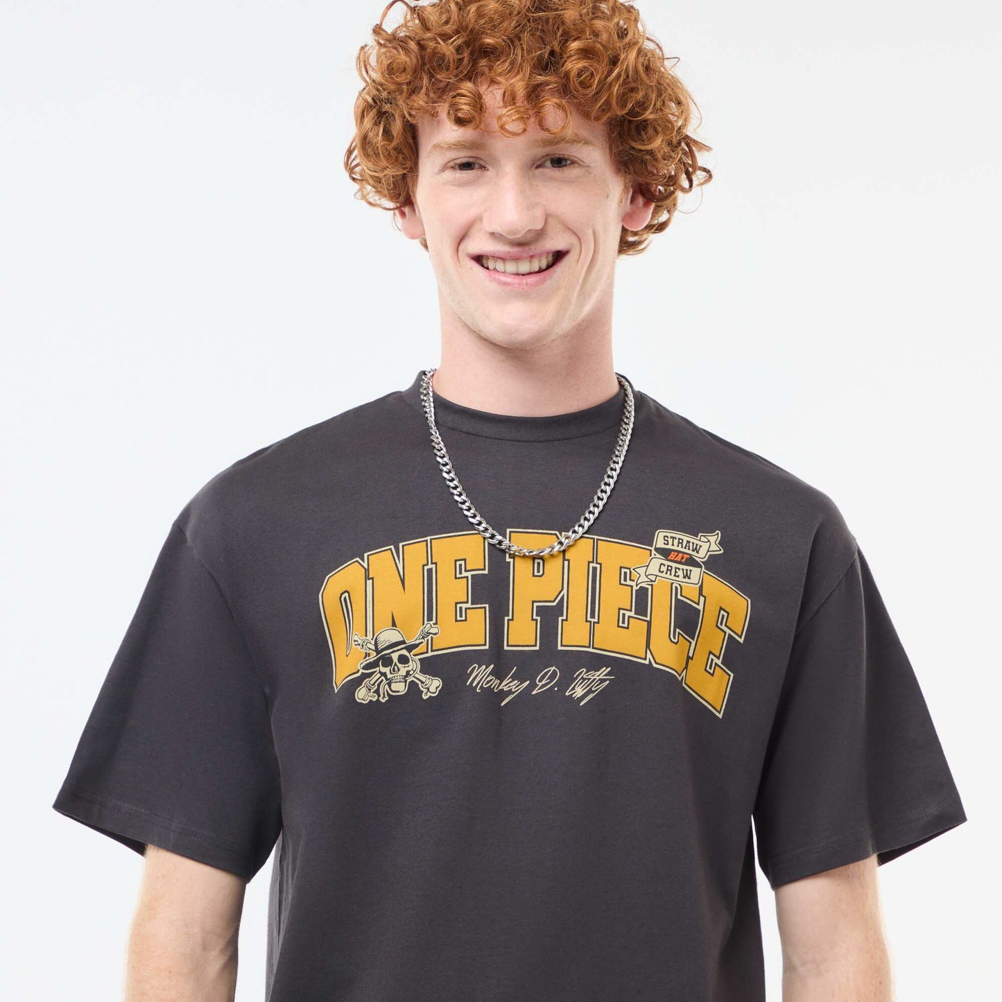 T-shirt à manches courtes imprimé recto-verso 'One Piece' NOIR