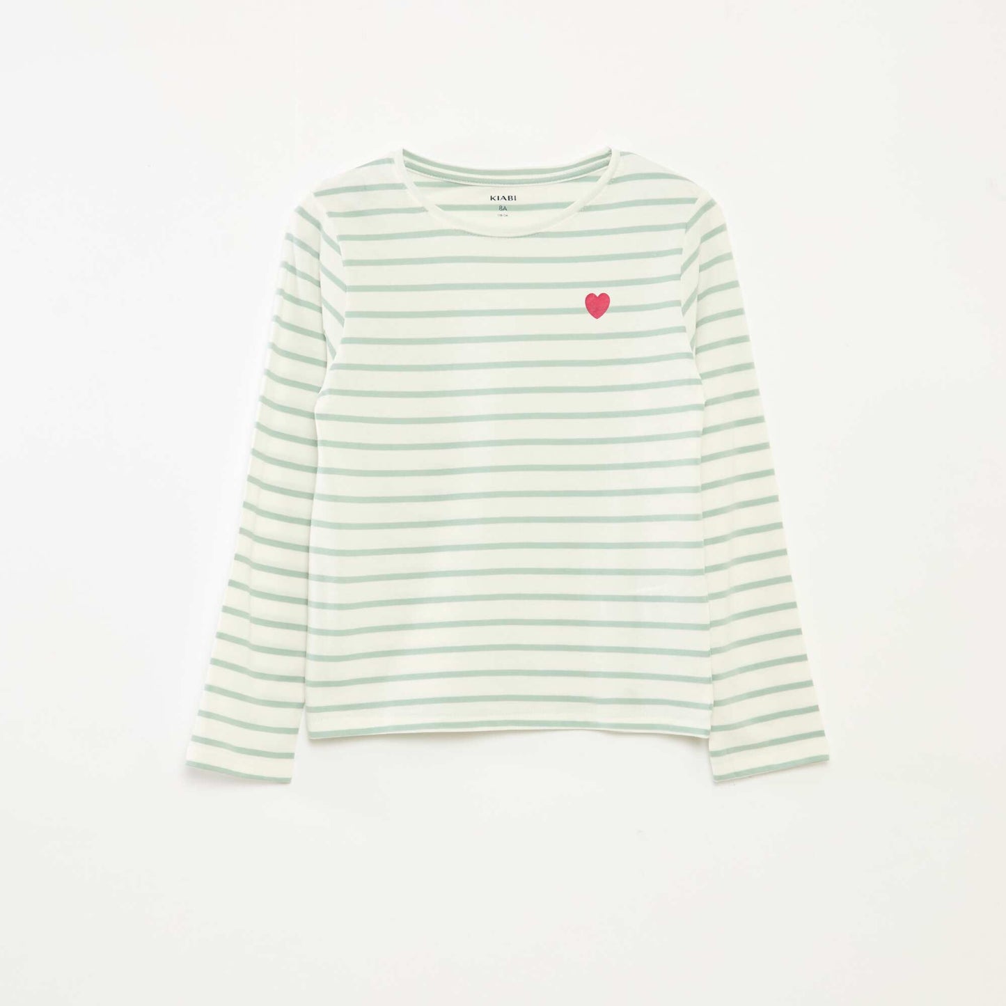 T-shirt à rayures à manches longues et col rond VERT