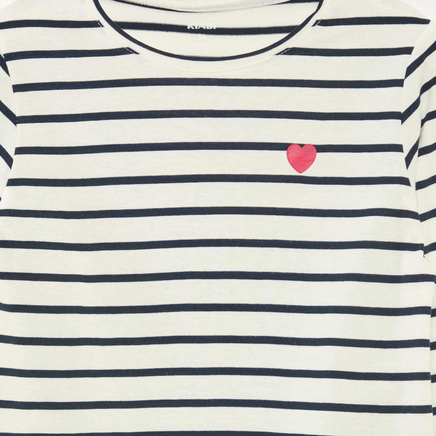 T-shirt à rayures à manches longues et col rond BLEU