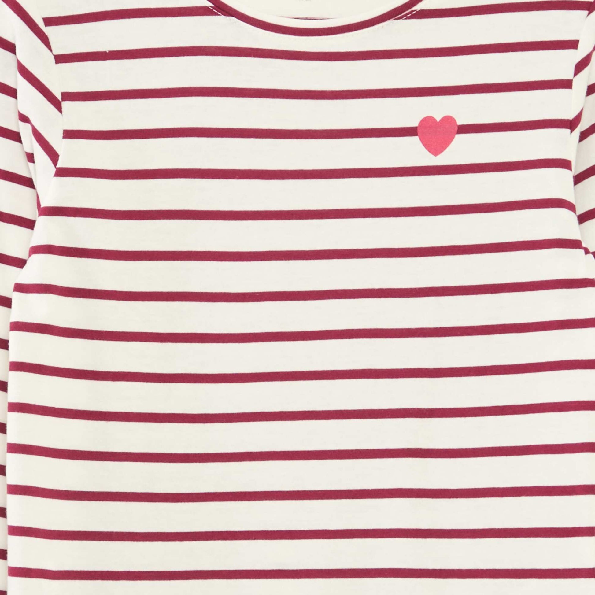 T-shirt à rayures à manches longues et col rond ROUGE