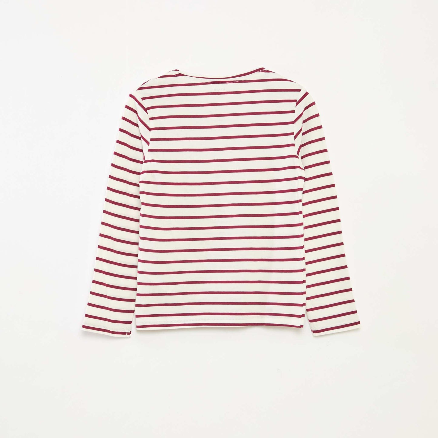 T-shirt à rayures à manches longues et col rond ROUGE