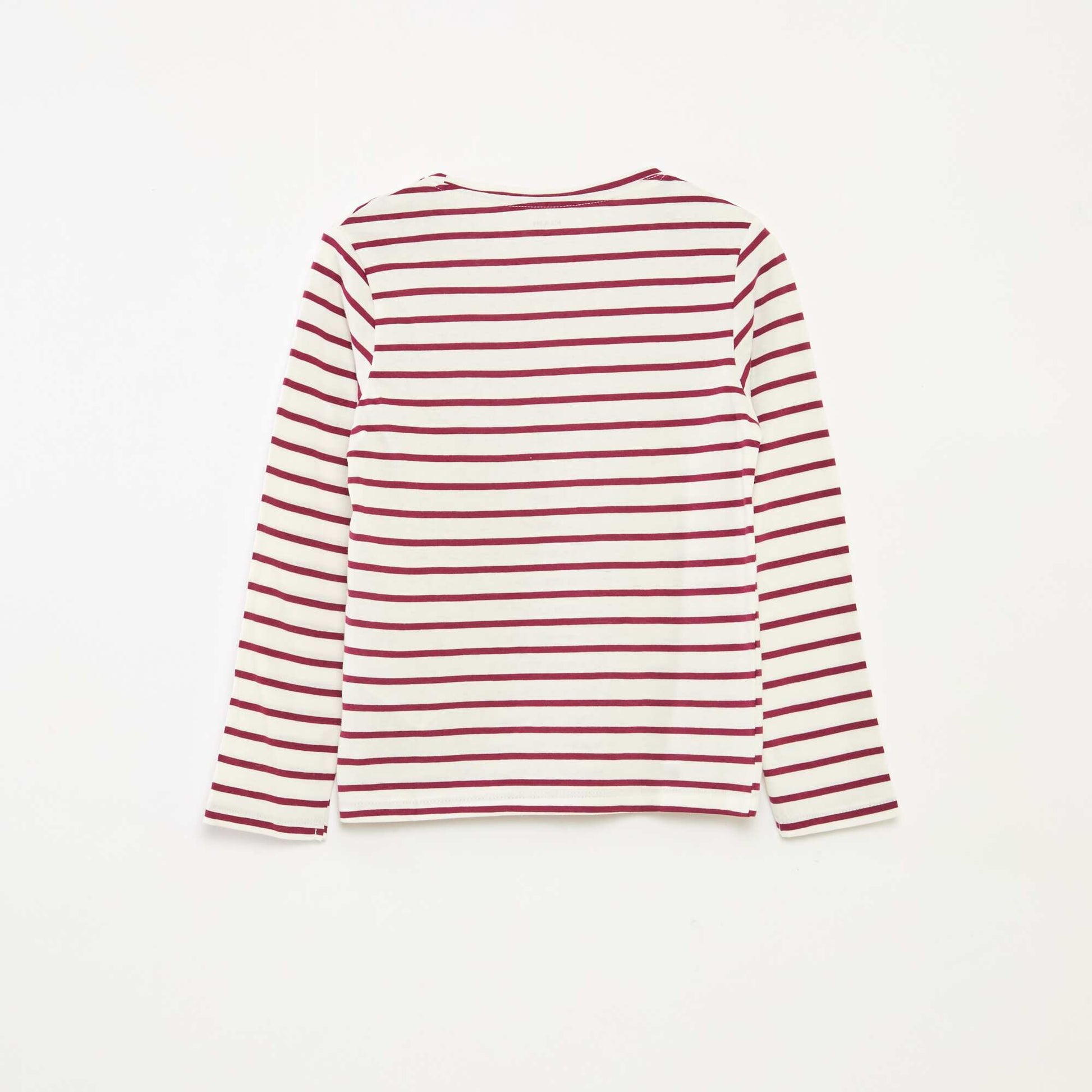 T-shirt à rayures à manches longues et col rond ROUGE
