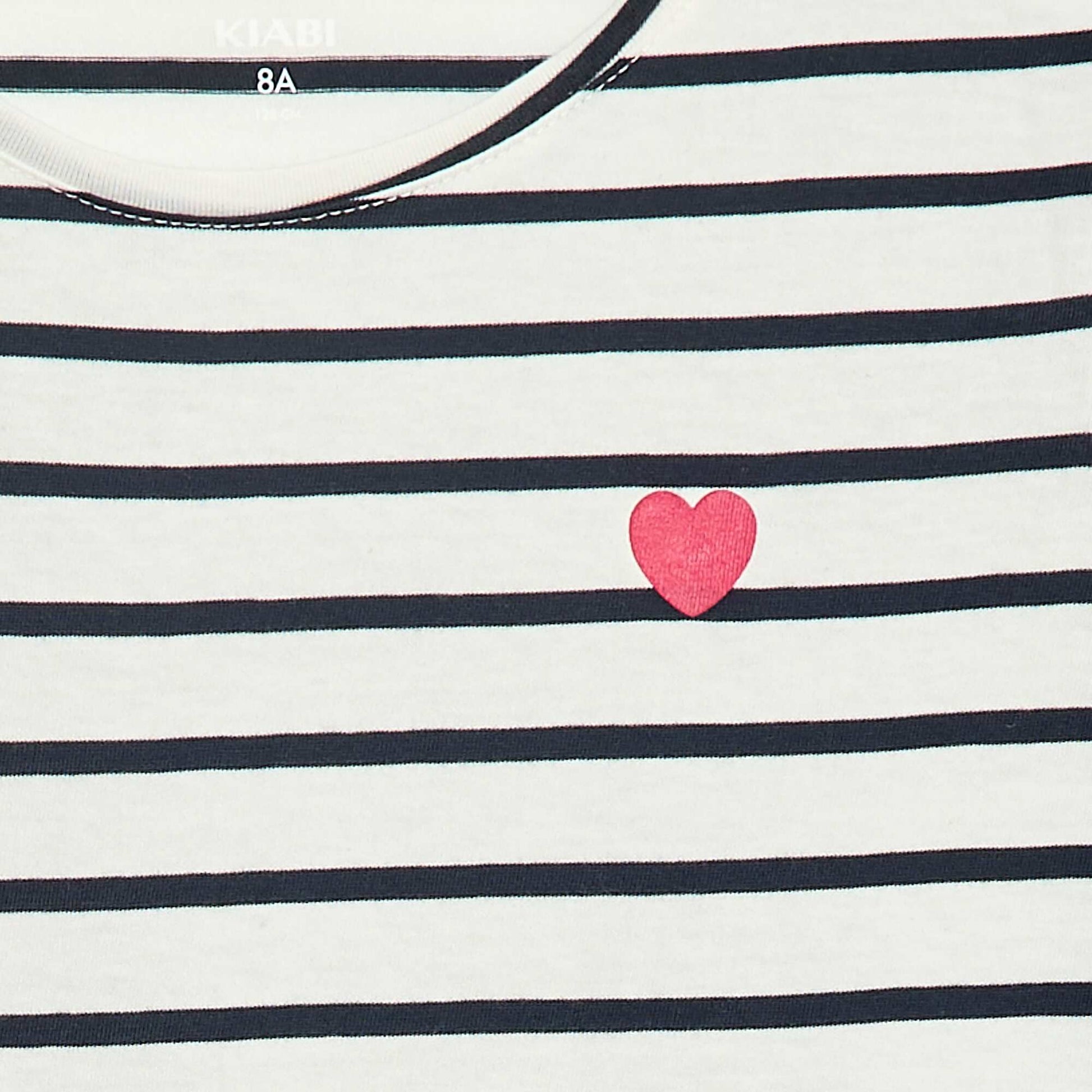 T-shirt à rayures à manches longues et col rond BLEU