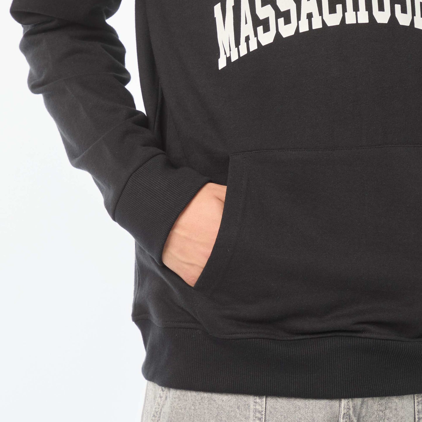 Sweat en molleton 'Harvard' à capuche imprimé recto/verso NOIR