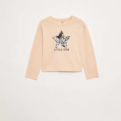 T-shirt manches longues avec sequins ROSE