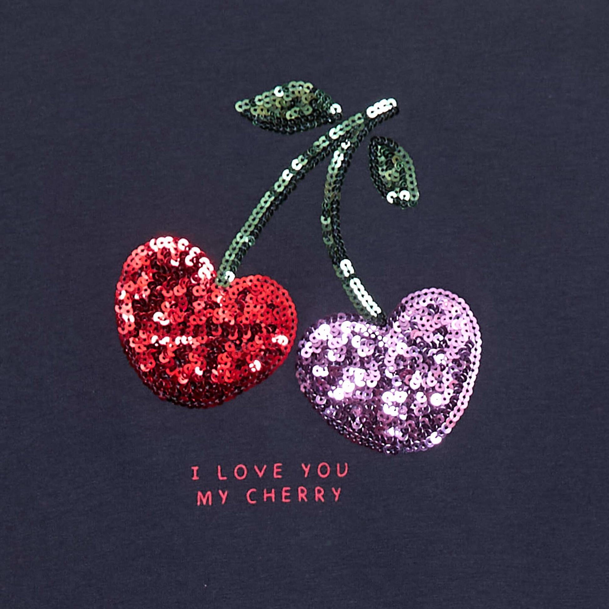 T-shirt manches longues avec sequins BLEU MARINE
