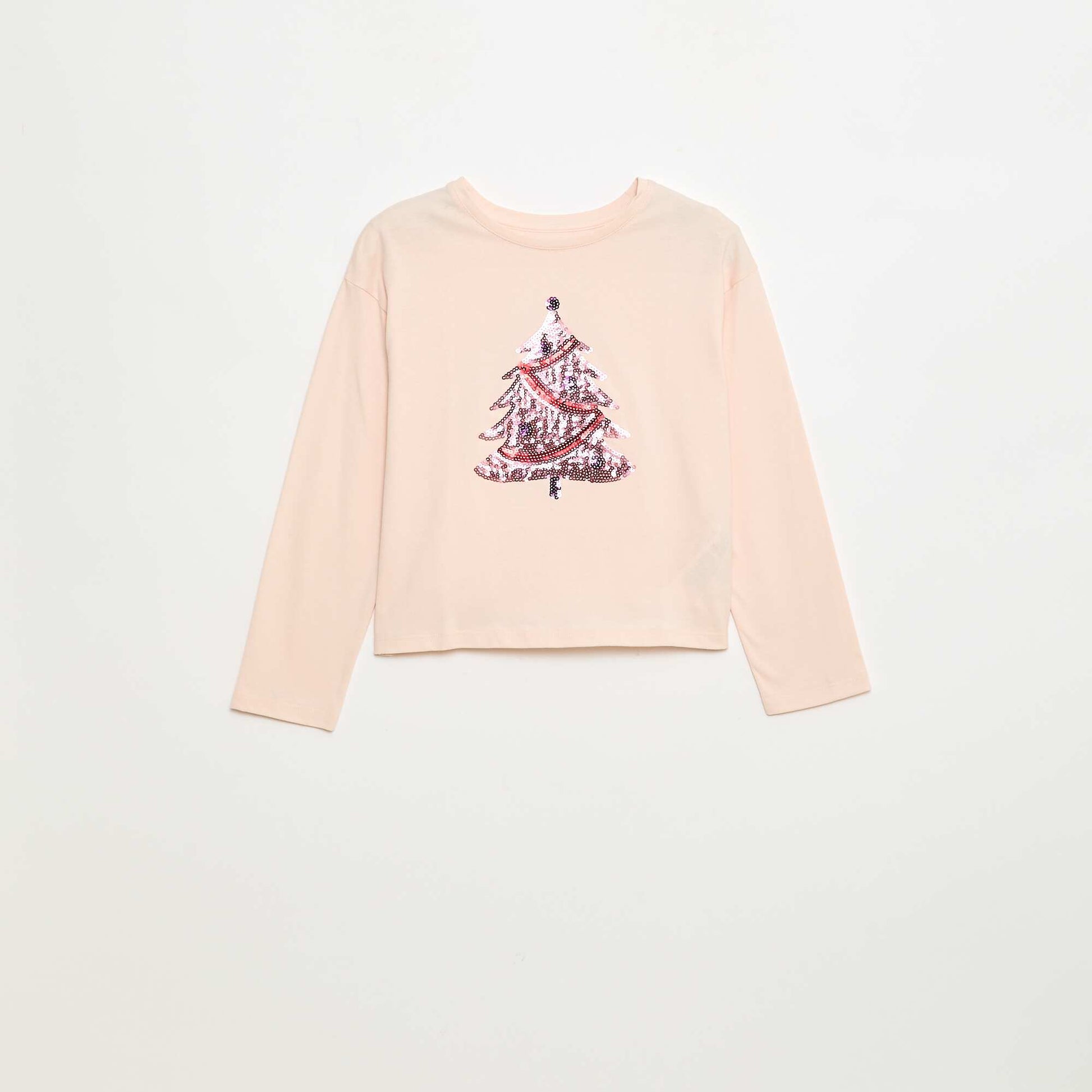 T-shirt manches longues avec sequins ROSE