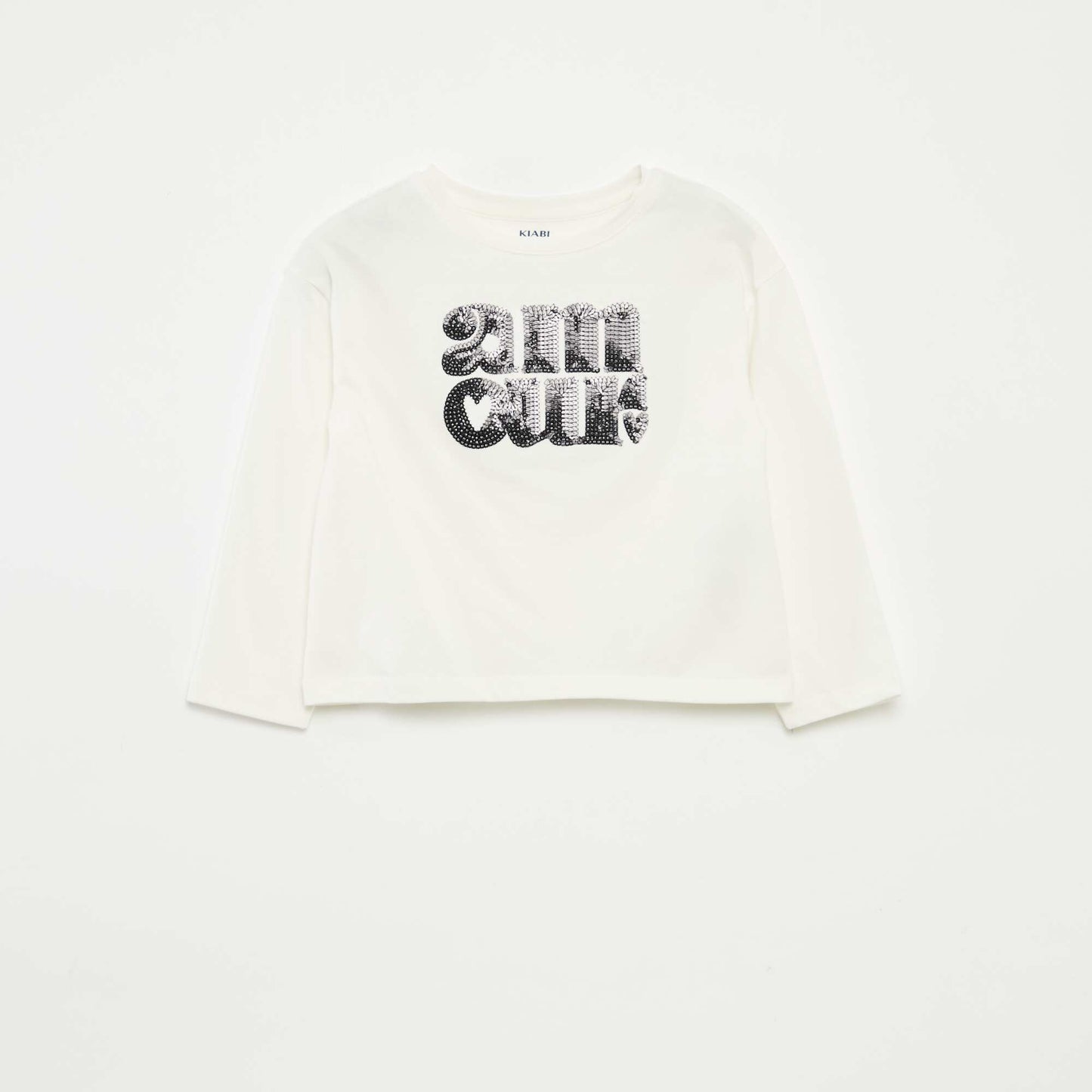 T-shirt manches longues avec sequins BLANC