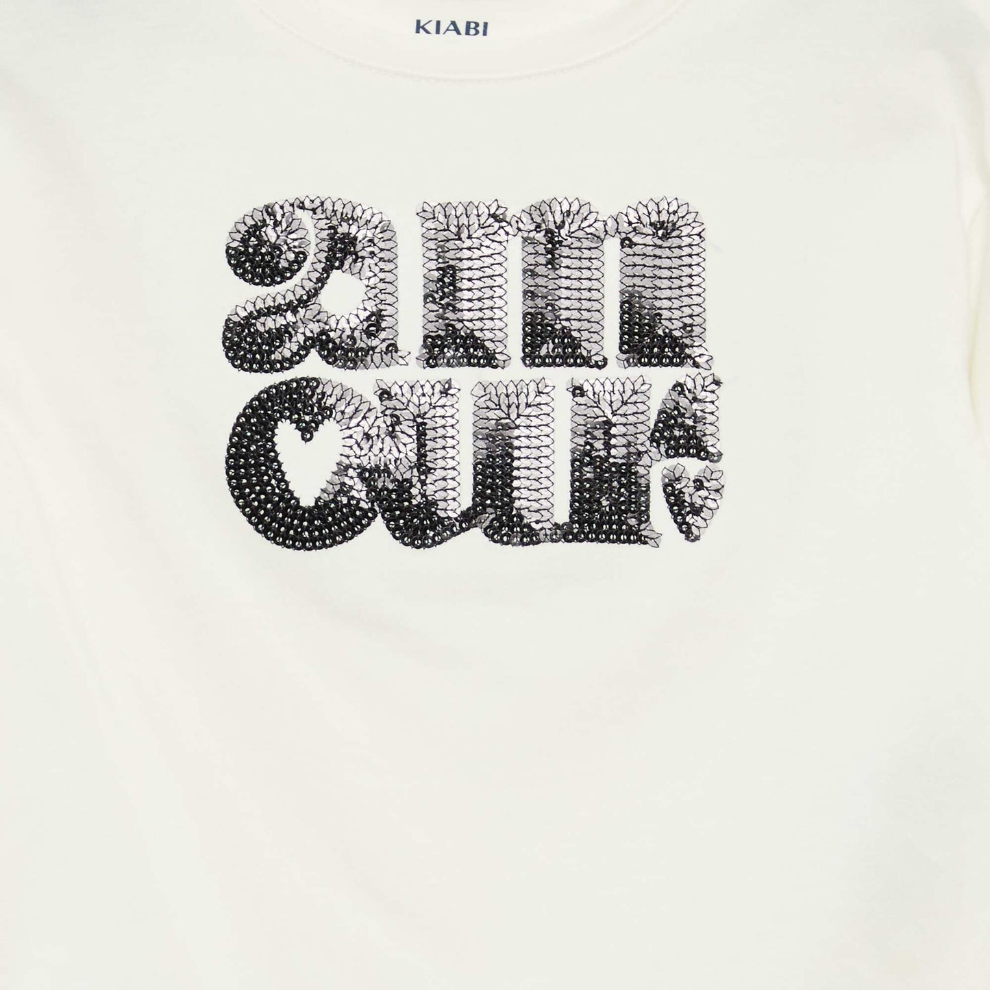 T-shirt manches longues avec sequins BLANC